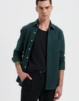 LAW OF THE SEA OVERHEMD TROY SOFT HERRINGBONE SHIRT SEA MOSS