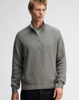 BUTCHER OF BLUE PULLOVER GALWAY HALF ZIP GRANITE GREEN