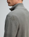 BUTCHER OF BLUE PULLOVER GALWAY HALF ZIP GRANITE GREEN