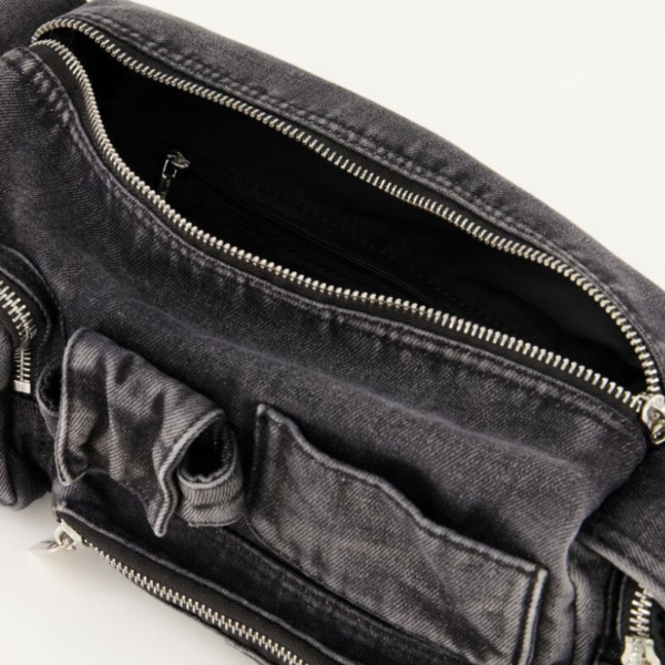 MY JEWELLERY TAS SCHOUDERTAS MET RITSJES DENIM GRIJS