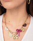 MY JEWELLERY SIERADEN KETTING MULTIKLEUR BLOEMENBEDELS GOLD