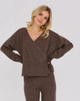 A-VIEW VEST MERINO WRAP CARDIGAN BROWN