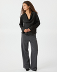 NEO NOIR BLOUSE VALLISTA SOFT SATIN TOP BLACK