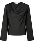 NEO NOIR BLOUSE VALLISTA SOFT SATIN TOP BLACK