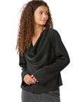 NEO NOIR BLOUSE VALLISTA SOFT SATIN TOP BLACK