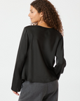 NEO NOIR BLOUSE VALLISTA SOFT SATIN TOP BLACK