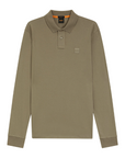 BOSS MEN SWEATER POLO STRETCH PIQUE STRUCTURE OPEN GREEN