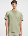 BOSS MEN T-SHIRT LOGO RELAXED STRETCH COTTON OPEN GREEN