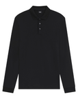 BOSS MEN SWEATER POLO REGULAR FIT INTERLOCKED COTTON BLACK
