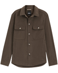 BOSS MEN OVERSHIRT RELAXED FIT MERCERIZED STRETCH COTTON OPEN BROWN