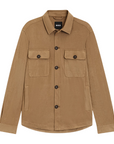 BOSS MEN OVERSHIRT RELAXED FIT STRETCH MATERIAL MEDIUM BEIGE