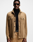 BOSS MEN OVERSHIRT RELAXED FIT STRETCH MATERIAL MEDIUM BEIGE