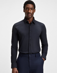 BOSS MEN OVERHEMD SLIM FIT HIGH QUALITY STRETCH JERSEY DARK BLUE