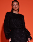 STUDIO AMAYA TOP VELVET BLOUSE GLITTER BLACK