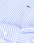 PAUL & SHARK OVERHEMD STRIPED OXFORD COTTON SHIRT ROWS WHITE LIGHT BLUE