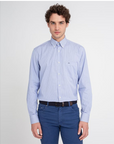 PAUL & SHARK OVERHEMD STRIPED COTTON LIGHT BLUE WHITE
