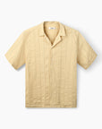 FORÉT OVERHEMD PEER JACQUARD STRIPE REGULAR FIT SS SHIRT VINTAGE YELLOW