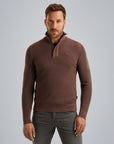 PME LEGEND PULLOVER HALF ZIP COTTON KNIT MARRON