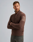 PME LEGEND PULLOVER HALF ZIP COTTON KNIT MARRON