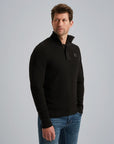 PME LEGEND PULLOVER HALF ZIP COTTON KNIT BLACK