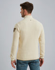PME LEGEND PULLOVER HALF ZIP COLLAR COTTON MIX YARN BONE WHITE