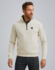 PME LEGEND SWEATER HALF ZIP INTERLOCK JERSEY BONE WHITE