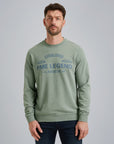 PME LEGEND SWEATER CREWNECK TERRY GARMENT DYED SILVER BLUE