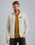 PME LEGEND VEST ZIP JACKET JACQUARD INTERLOCK SWEAT BONE WHITE MELEE