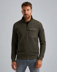 PME LEGEND PULLOVER HALF ZIP KNIT LOOK JERSEY BELUGA