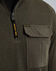 PME LEGEND PULLOVER HALF ZIP KNIT LOOK JERSEY BELUGA