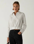 LAAGAM BLOUSE RYKA STRIPED SHIRT WHITE