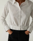 LAAGAM BLOUSE RYKA STRIPED SHIRT WHITE