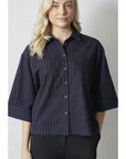 SISTERS POINT BLOUSE VERINA-SH.SS NAVY/CREAM