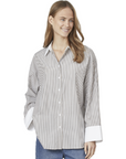SISTERS POINT BLOUSE VISKA-SH1 GREY/BROWN STRIPE