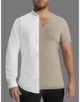 SLATER T-SHIRT TENCEL COOLMAX 2-PACK DEEP V-NECK KHAKI