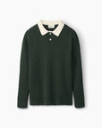 FORÉT PULLOVER SOW RIB POLO KNIT DARK GREEN