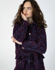 COSTER COPENHAGEN JAS DENIM JACKET DARK BLUE/BORDEAUX