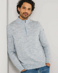 STATE OF ART PULLOVER GEMELEERD KORTE RITS GRIJSBLAUW/WIT