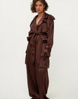 STUDIO AMAYA PANTS ADIRA CARGO SATIN BROWN