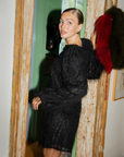 STUDIO AMAYA TOP VELVET BLOUSE GLITTER BLACK