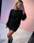 STUDIO AMAYA TOP VELVET BLOUSE GLITTER BLACK