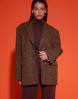 STUDIO AMAYA BLAZER MIDNIGHT MULTIPRINT BROWN