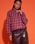 STUDIO AMAYA BOMBER CHECK JACKET/BLOUSE OVERSIZED RED