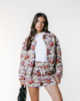 COLOURFUL REBEL SHORT FLORENCE FLORAL JACQUARD OFF WHITE