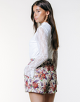 COLOURFUL REBEL SHORT FLORENCE FLORAL JACQUARD OFF WHITE