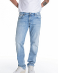 REPLAY MEN JEANS GROVER STRAIGHT-FIT DENIM LIGHT BLUE
