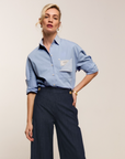 JOSH V BLOUSE JV-ROMULO OVERSIZED STRIPED MID BLUE