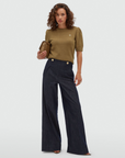 JOSH V PANTS JV-INDRA HIGH WAISTED WIDE LEG DARK BLUE CHAMBRAY