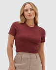 JOSH V T-SHIRT JV-CODY SLIM FIT MET LOGO BURGUNDY