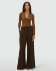 JOSH V PANTS JV-SKY HIGH WAISTED WIDE LEG BROWN